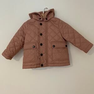 Burberry Toddler Girls Quilted Winter Jacket Coat Designer Hooded Pink 9 Month